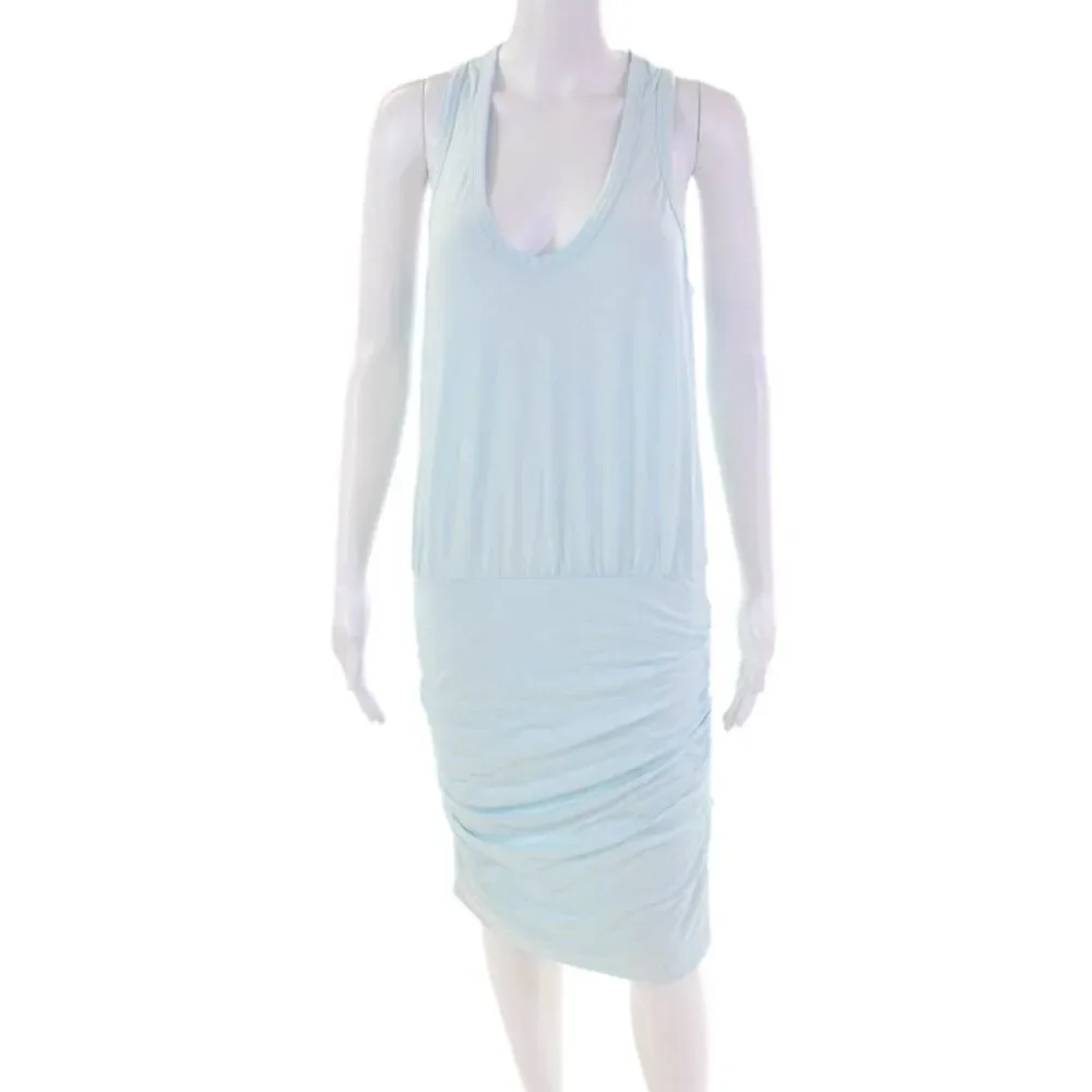 Sundry Womens Cotton V Neck Sleeveless Cinched T Shirt Dress Blue Size 3